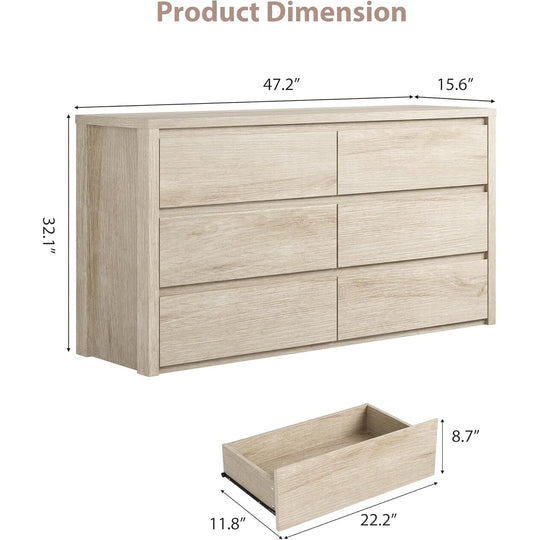 7-Drawer Dresser for Bedroom,Wide Wood Chest with Handle-Free Design,Modern Storage Cabinet for Living Room or Entryway