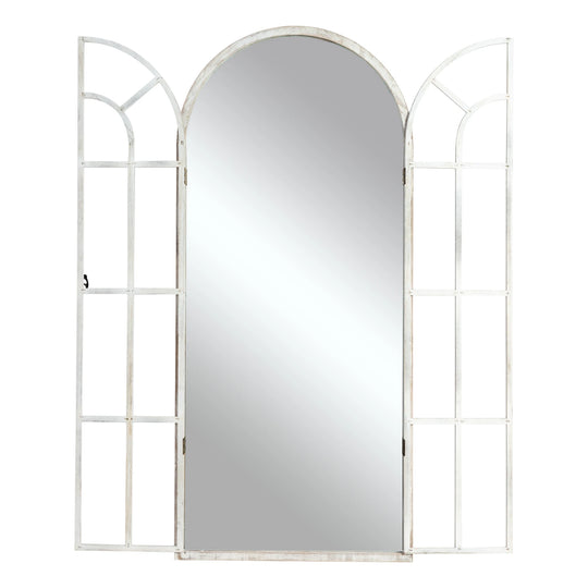 Rustic Wood Arched Window Wall Mirror - Distinctive Full Length Vanity Mirror