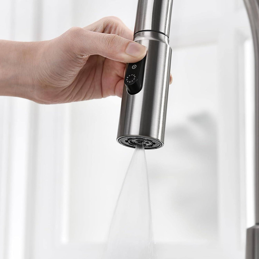 Pull-Down Kitchen Faucet with Temperature Display in Fahrenheit, 3 Water Outlet Modes, Faucet for Kitchen Sink, KF2501