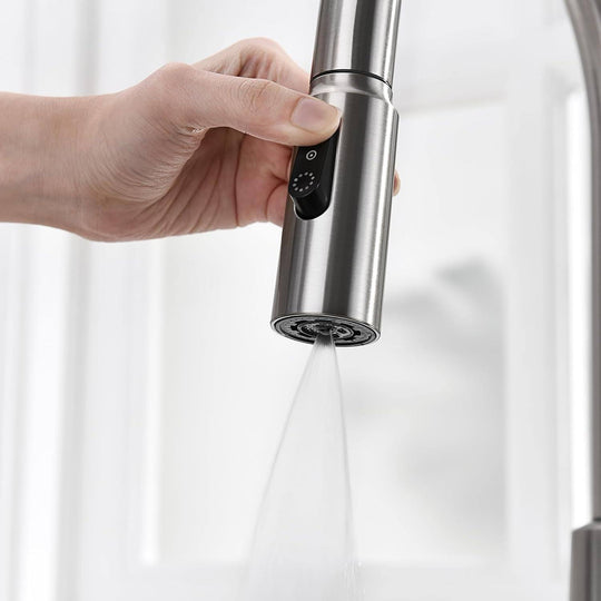 Pull-Down Kitchen Faucet with Temperature Display in Fahrenheit, 3 Water Outlet Modes, Faucet for Kitchen Sink, KF2501
