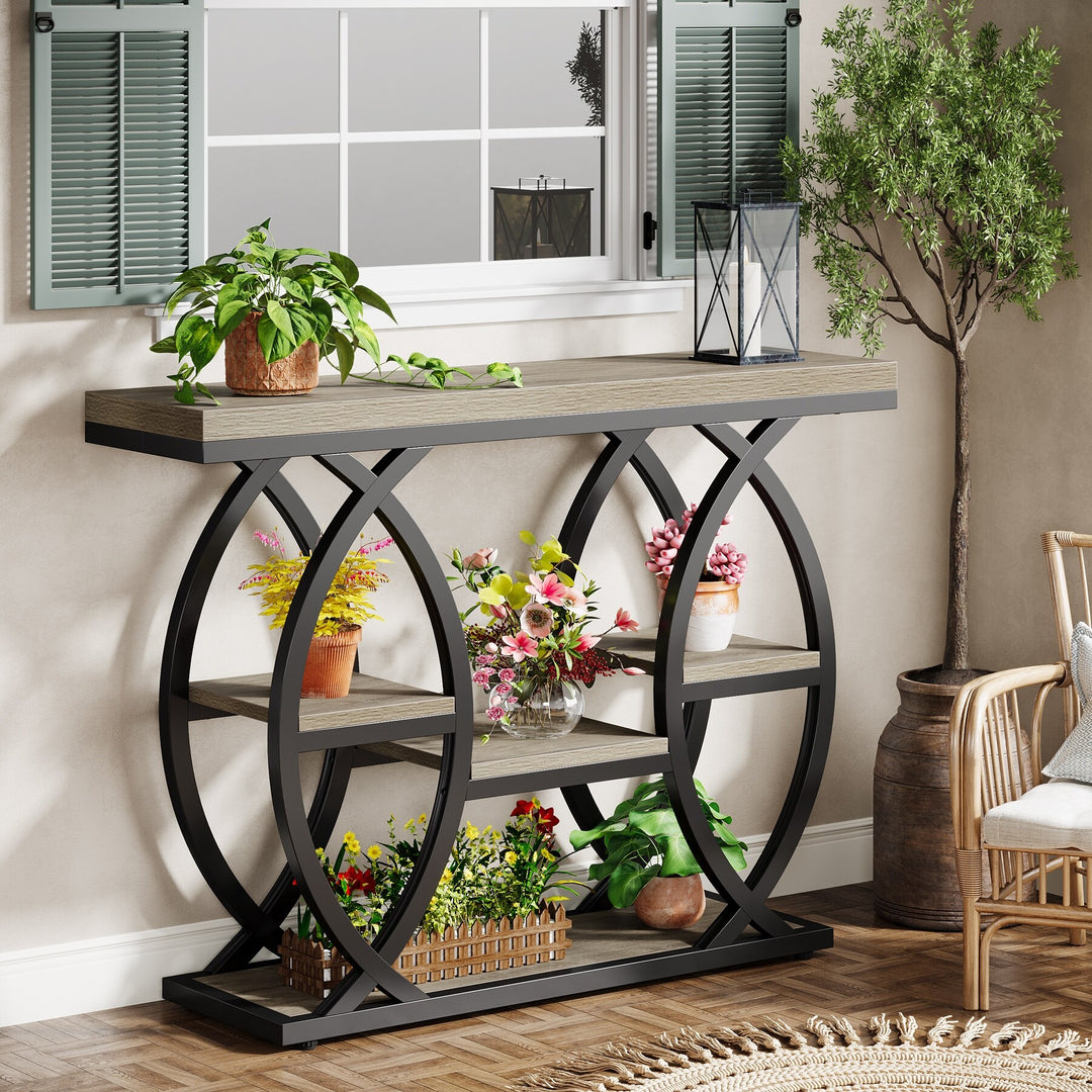 39.4" Console Table, 4-Tier Sofa Table Entryway Table for Small Spaces