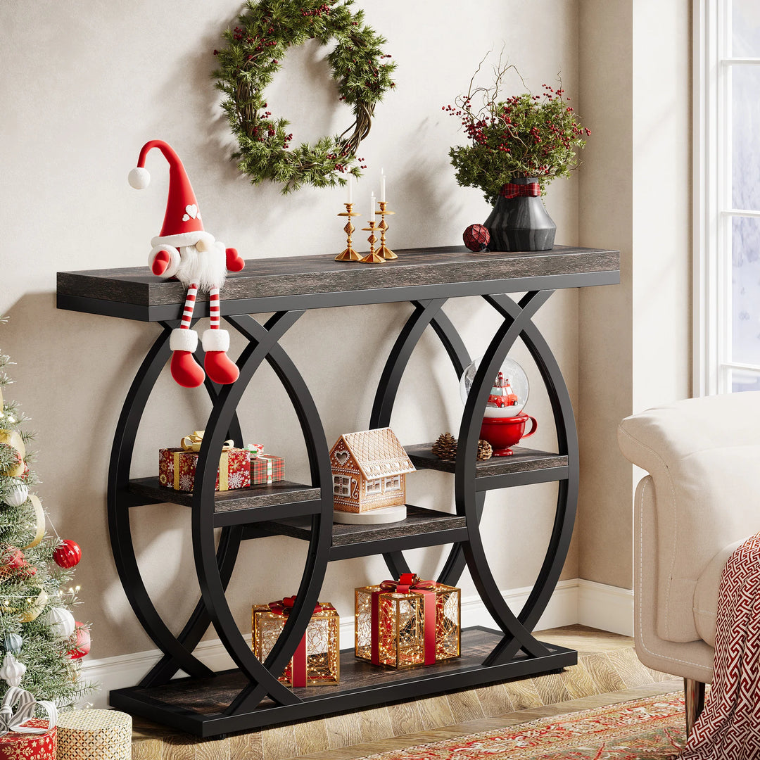 39.4" Console Table, 4-Tier Sofa Table Entryway Table for Small Spaces