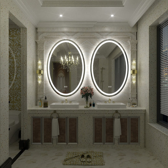Super Bright Oval LED Lighted Anti-Fog Tempered Glass Bathroom Vanity Mirror with ETL and 3-Year Warranty