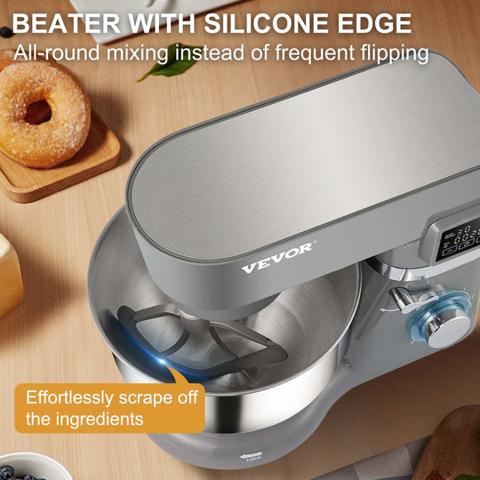 VEVOR Stand Mixer 660W 5.8Qt Electric Dough Mixer 6 Speeds LCD Screen Timing - 5.5 L