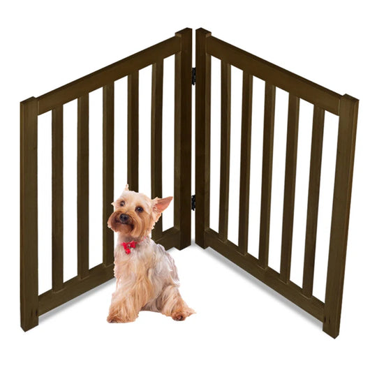 Solid Wood Freestanding Foldable Pet Gate for Dogs,3 Panels for Doorways,Stairs,Hallways Etc