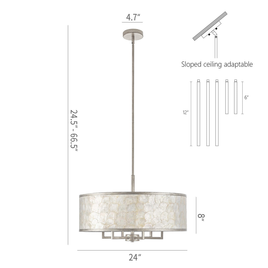 Getledel 24-Inch 6-Light Capiz Shell Drum Chandelier