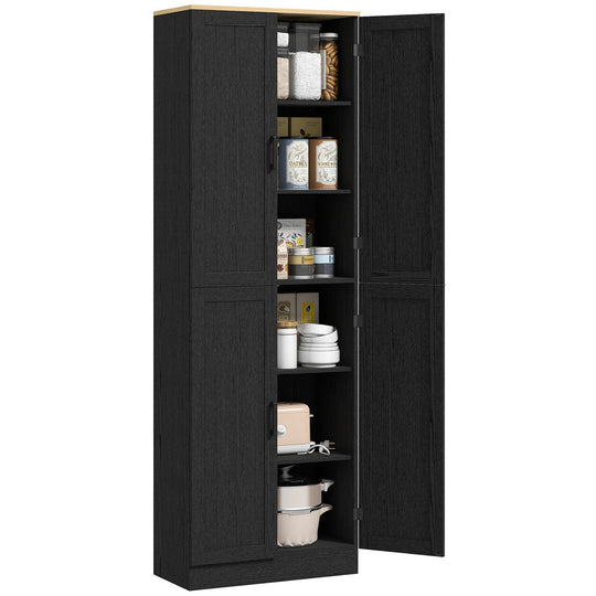 67" Freestanding Kitchen Pantry, 4-Door Storage Cabinet Organizer with Adjustable Shelves, Kitchen Cabinet