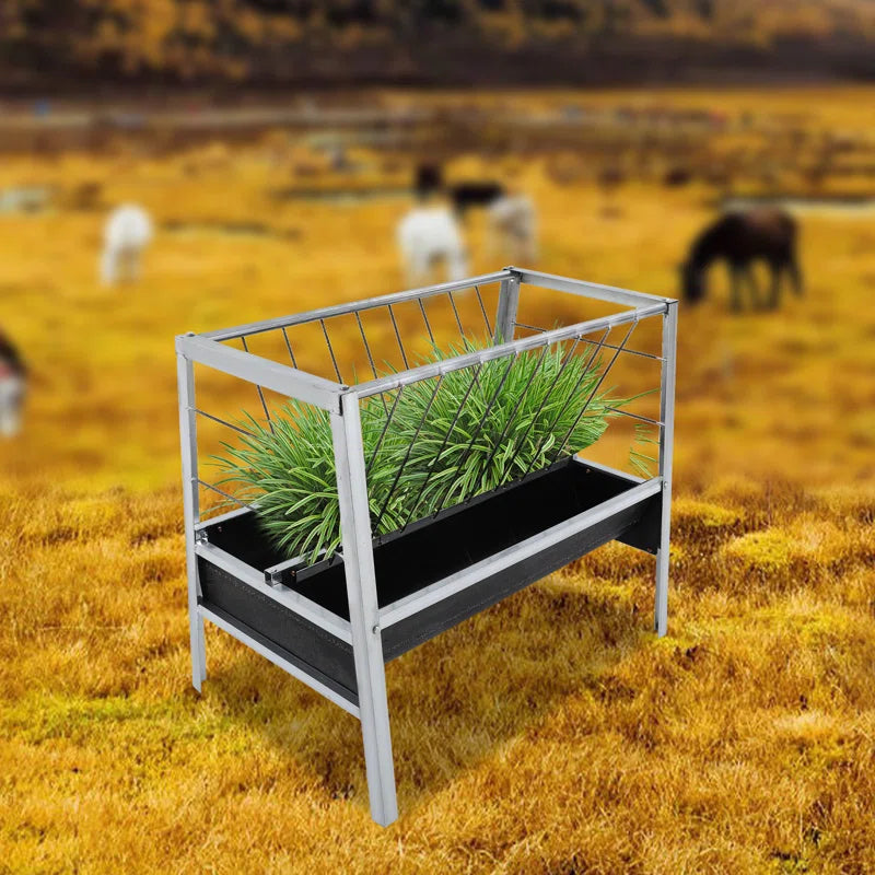 Large Capacity Livestock Feed Trough 2-In-1 Grain& Hay Feeder for Goats Sheep