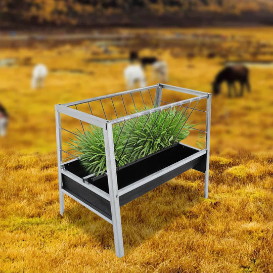 Large Capacity Livestock Feed Trough 2-In-1 Grain& Hay Feeder for Goats Sheep