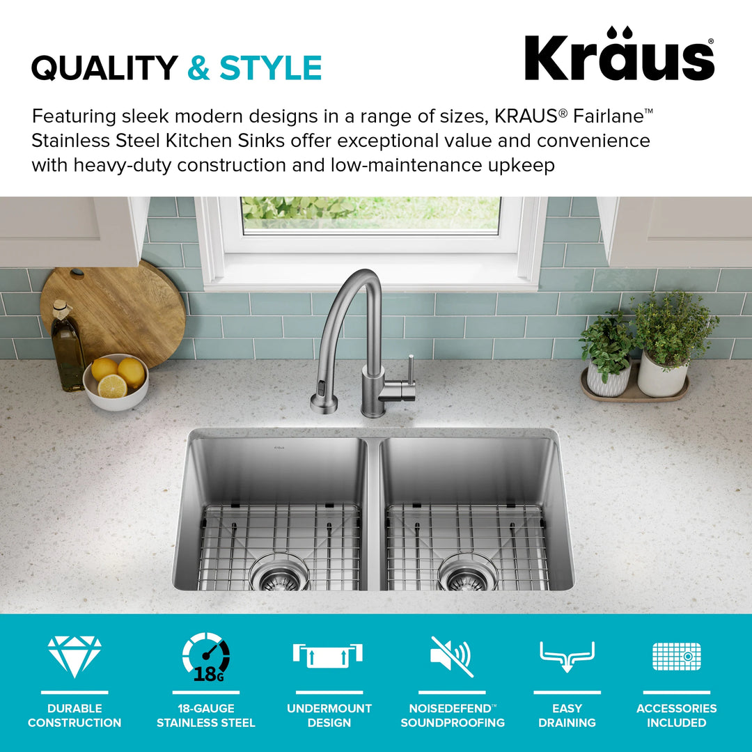 Fairlane Undermount 18 Gauge Stainless Steel Kitchen Sink