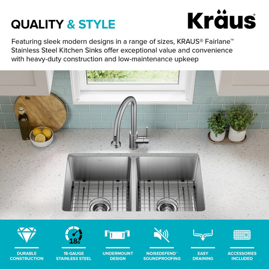 Fairlane Undermount 18 Gauge Stainless Steel Kitchen Sink