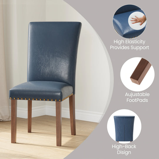 RENEWLINE Dining Chairs, Fabric with Nailhead Trim and Wood Legs