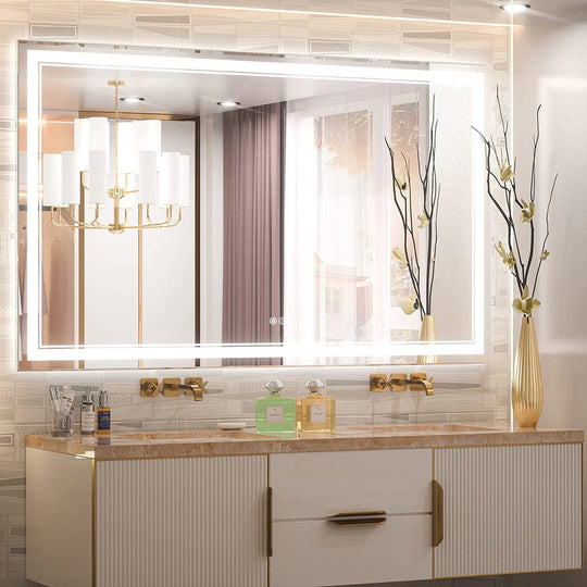 Full Size Front & Back LED Lighted Anti-Fog Tempered Glass Wall Bathroom Vanity Mirror, 3-Year Warranty & ETL Certification