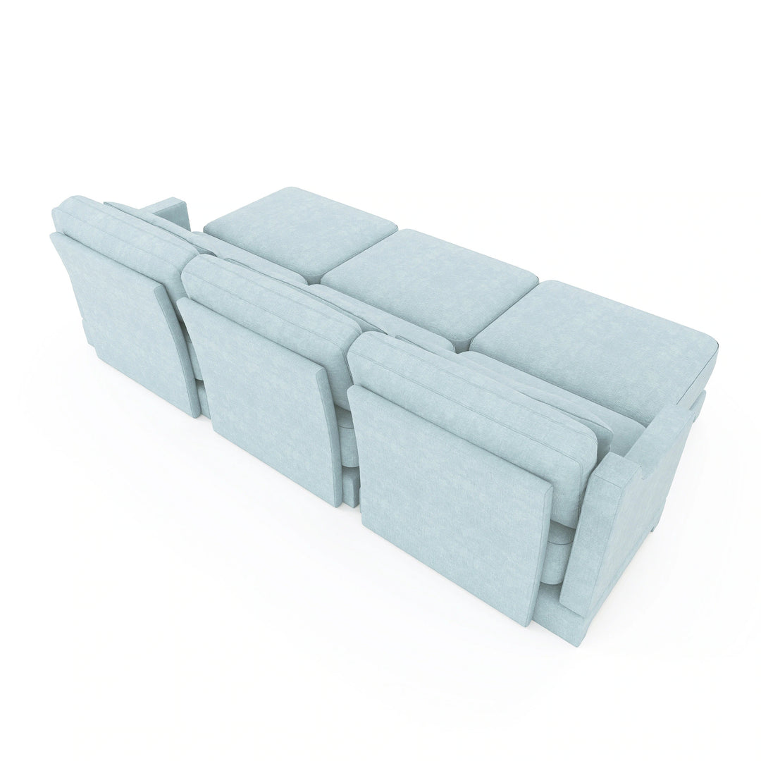 Modern Chenille 4-Seater Sofa with 2 Ottoman, Lumbar Cushions, Ergonomic Backrest, High-Resilience Spongeand Tufted Armrests