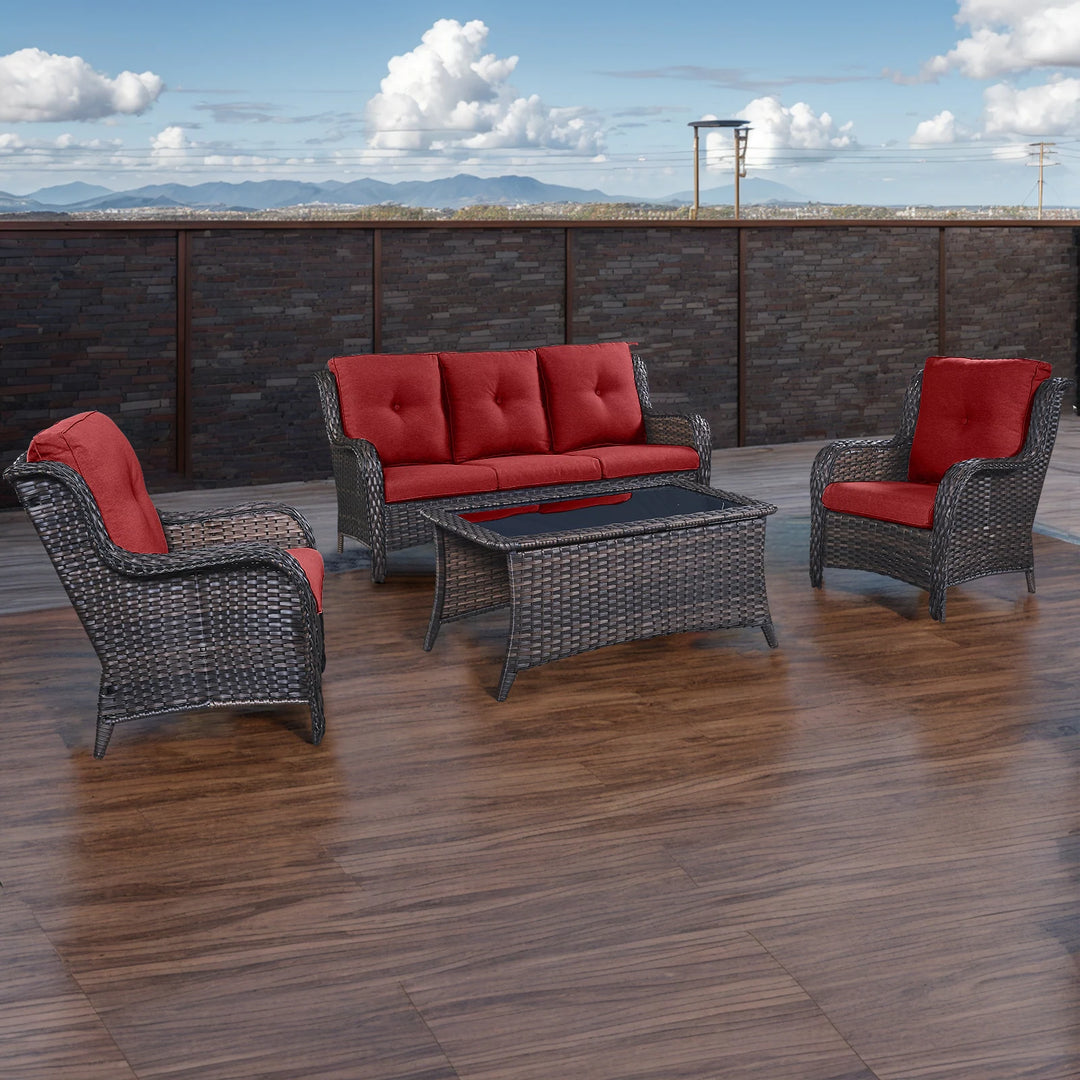 4-Piece Outdoor Sofa Patio Chair with Coffee Table