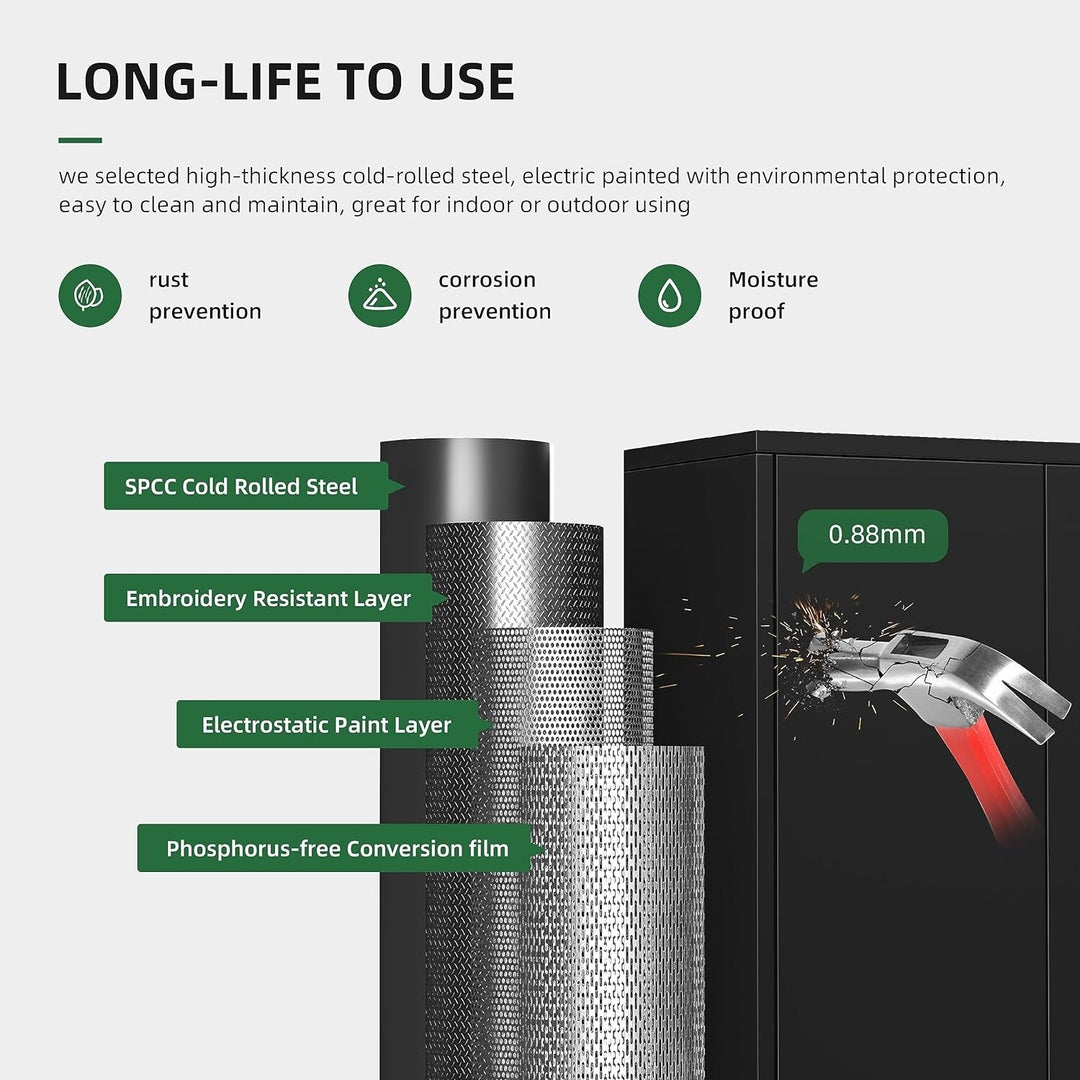 71'' H Metal Garage Storage Work Cabinet with Locking Doors and Adjustable Shelves