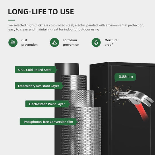 71'' H Metal Garage Storage Work Cabinet with Locking Doors and Adjustable Shelves