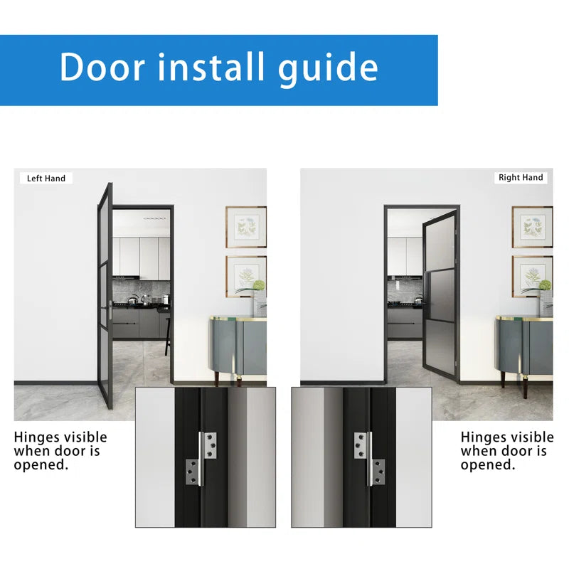 Glass and Metal Frame Glass Hollow Swing Door Interior Standard Door