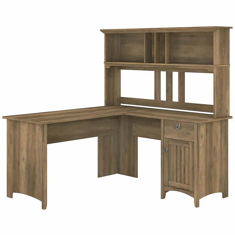 Paelynn L Shaped Credenza Desk with Hutch
