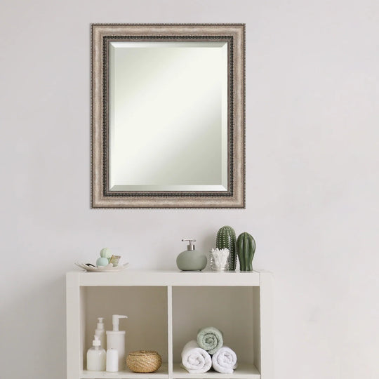 Beveled Bathroom Wall Mirror - Lyla Ornate Silver Frame - Lyla Ornate Silver