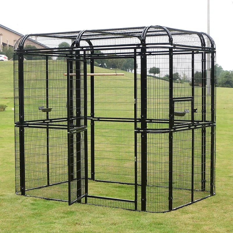 Corwynn 81.6'' Iron Flat Top Floor Bird Cage with Stand