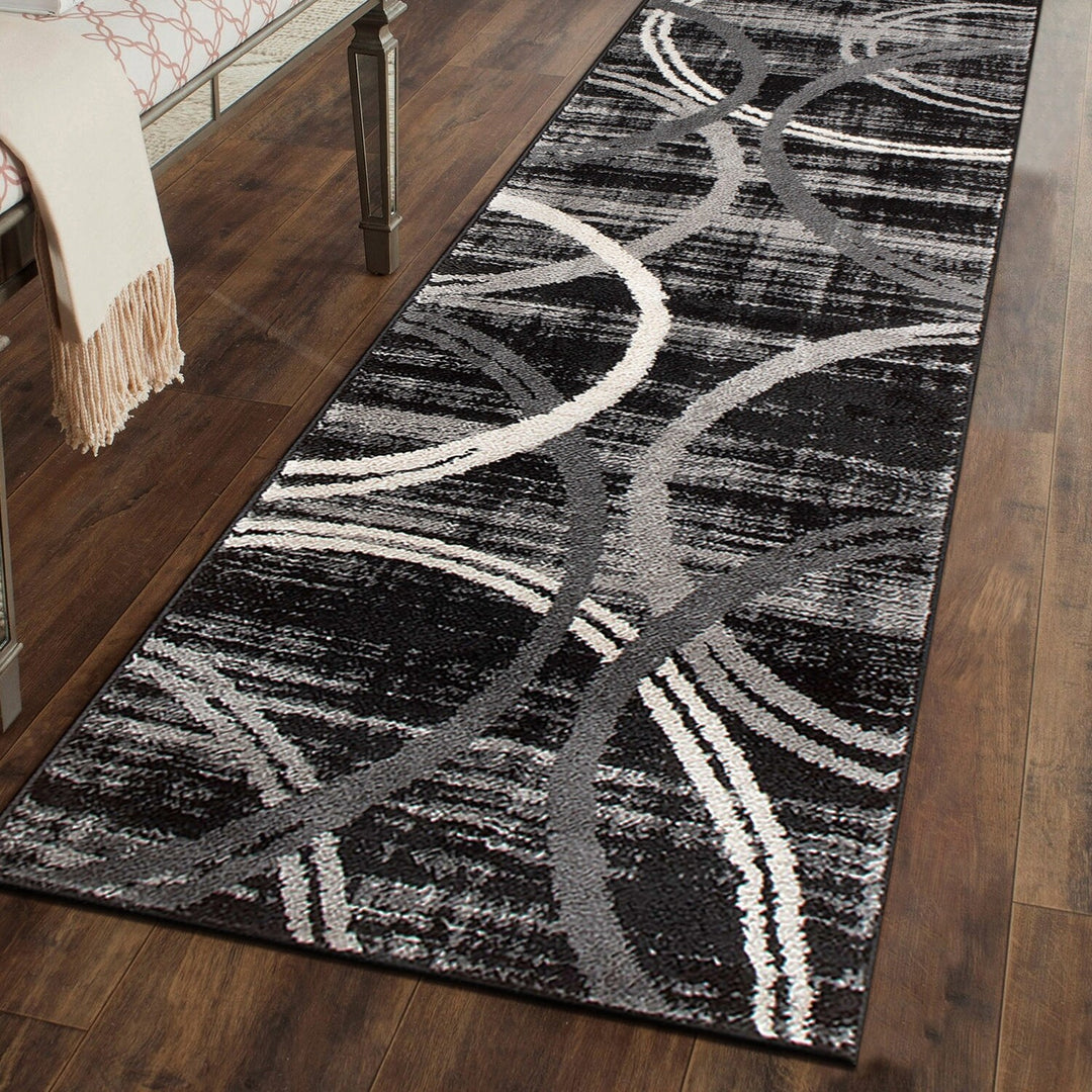 Contemporary Abstract Circles Design Area Rug