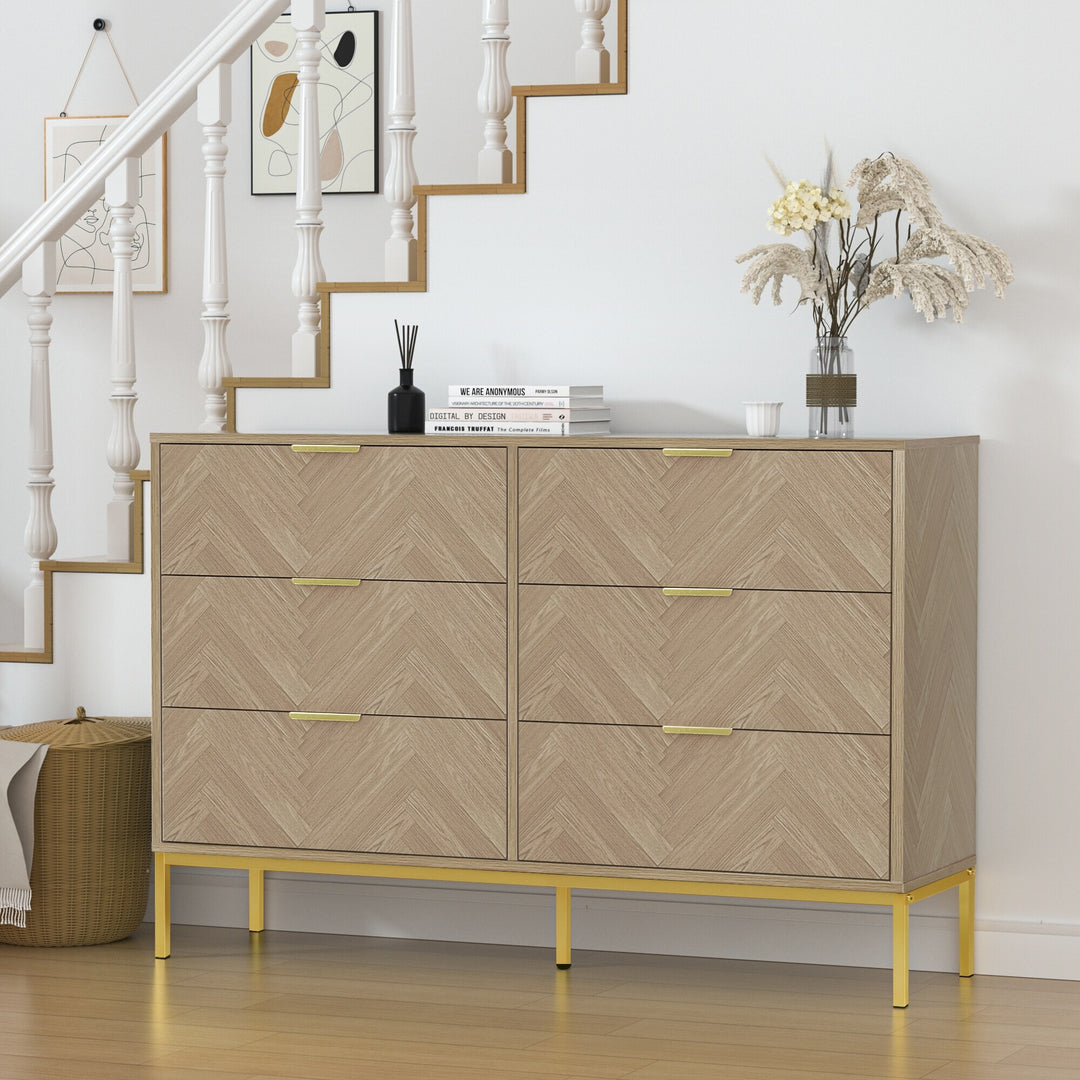 6-Drawer Double Dresser Modern Wood Chest of Drawers for Bedroom Living Room