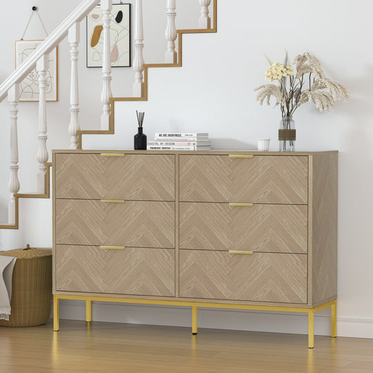 6-Drawer Double Dresser Modern Wood Chest of Drawers for Bedroom Living Room