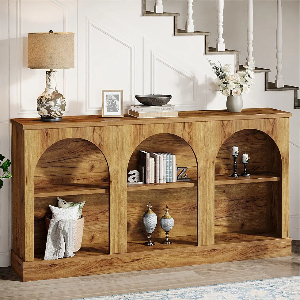 Farmhouse TV Stand for Tvs up to 65 Inches, Farmhouse Entertainment Center with Storage