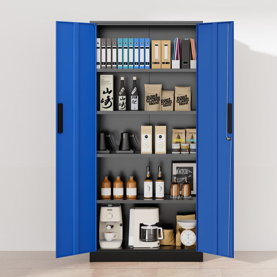 71'' H Metal Garage Storage Work Cabinet with Locking Doors and Adjustable Shelves