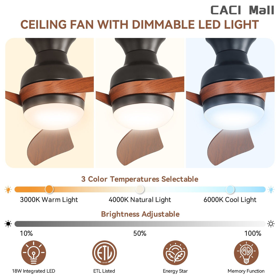 Sofucor 52/60 Inch Ceiling Fan with Integrated LED Light and Remote Control Quiet DC Motor