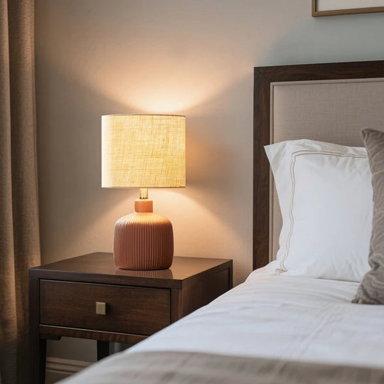 Fluted Ceramic Table Lamp (H18.25" X W10" X D10")