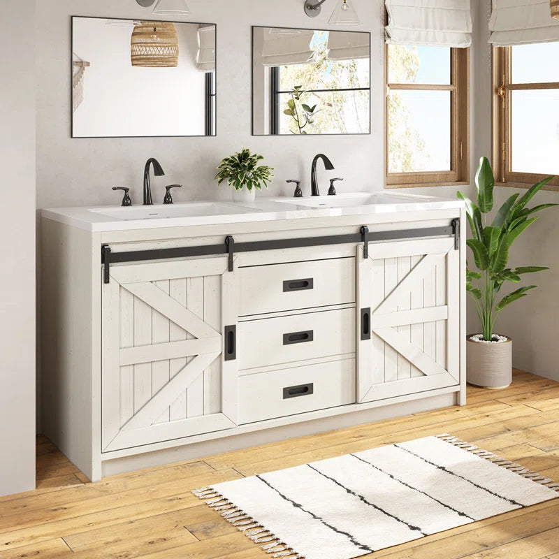 Chimira 60" Double Sink Bathroom Vanity with Sink Combo Set with 2 Drawers & Doors
