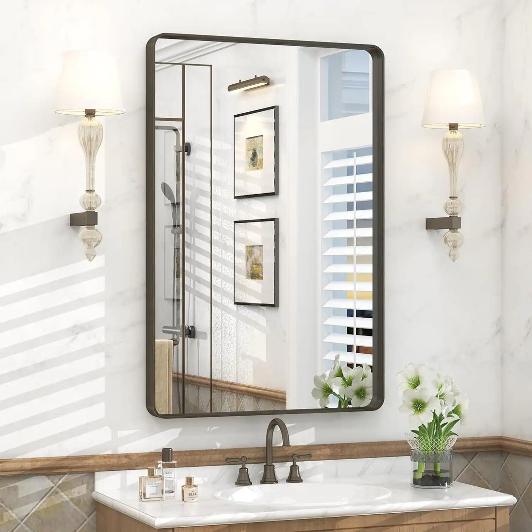 Aluminum Alloy Framed Tempered Glass Wall Decor Vanity Bathroom Mirror