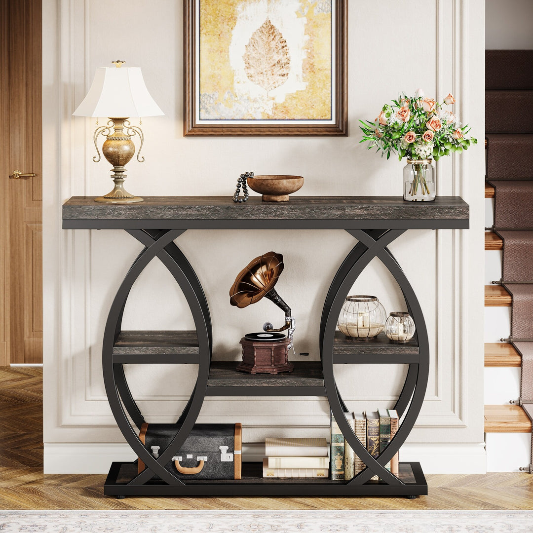 39.4" Console Table, 4-Tier Sofa Table Entryway Table for Small Spaces