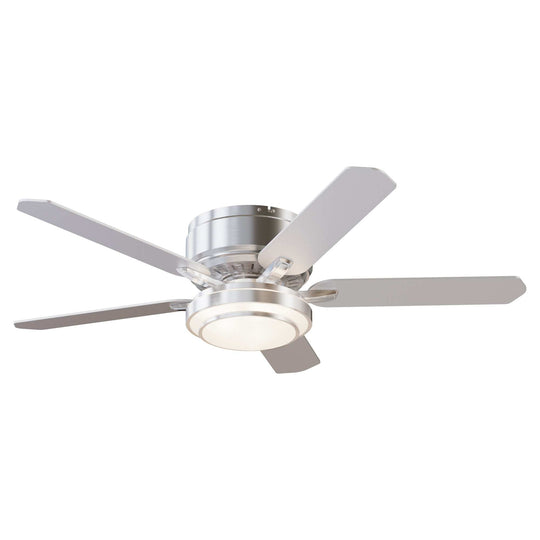 Vaczon 52" Brushed Nickel 5-Blade Modern Flush Mount Smart Ceiling Fan with Light and App