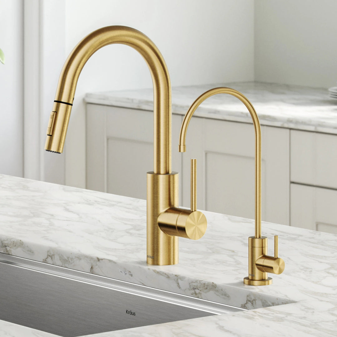 2-Function 1-Handle 1-Hole Pulldown Sprayer Brass Kitchen Faucet