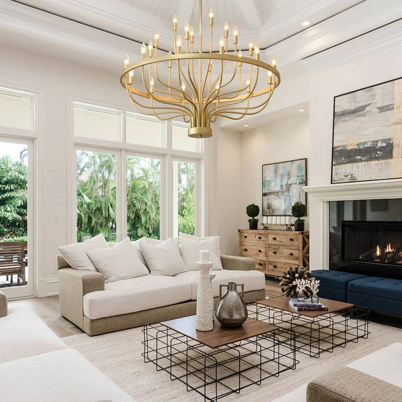 Modern Farmhouse Candle Chandelier Black Large Wagon Wheel Chandeliers