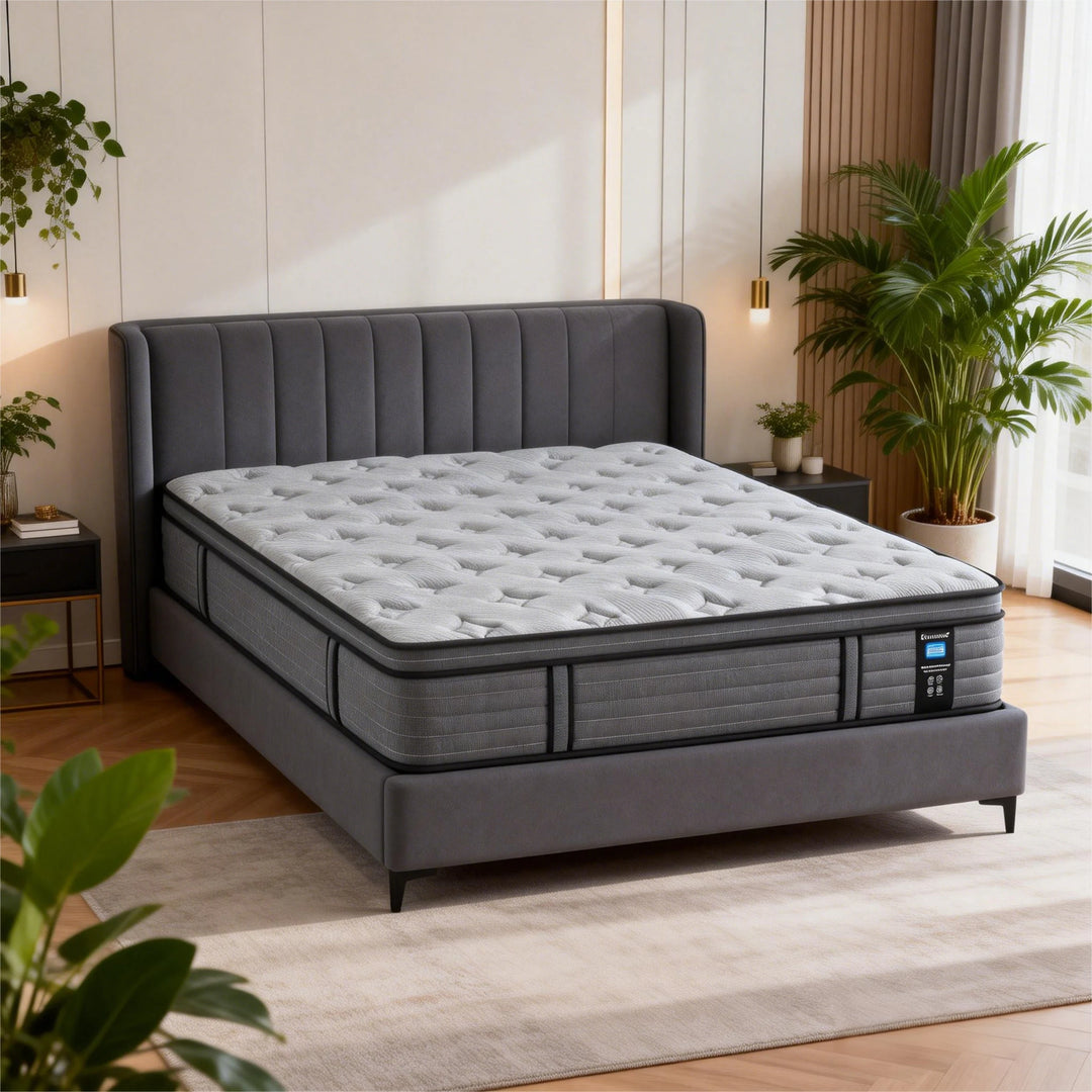Luxury 14" Cooling-Gel Hybrid Mattress, Euro Top, Certipur-Us Certified, Medium Firm for Back Pain, Motion Isolation, in a Box