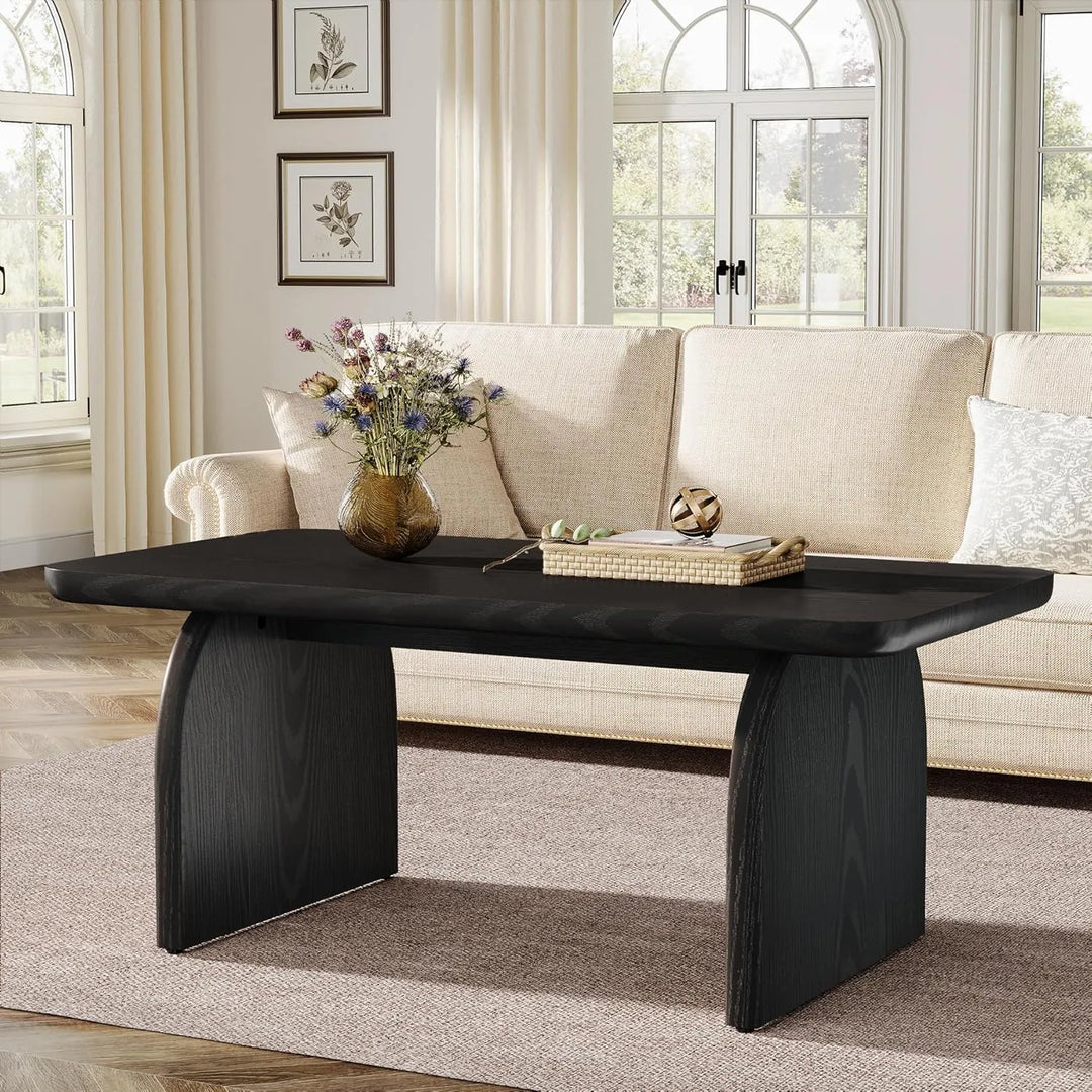 Farmhouse Rustic round Edge Rectangle Coffee Table