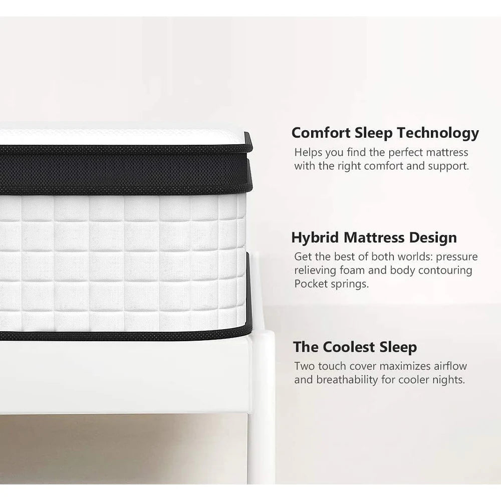 Comfort Support Innerspring Hybird Mattress in a Box, Multiple Sizes