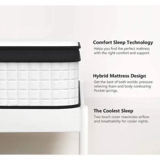 Comfort Support Innerspring Hybird Mattress in a Box, Multiple Sizes