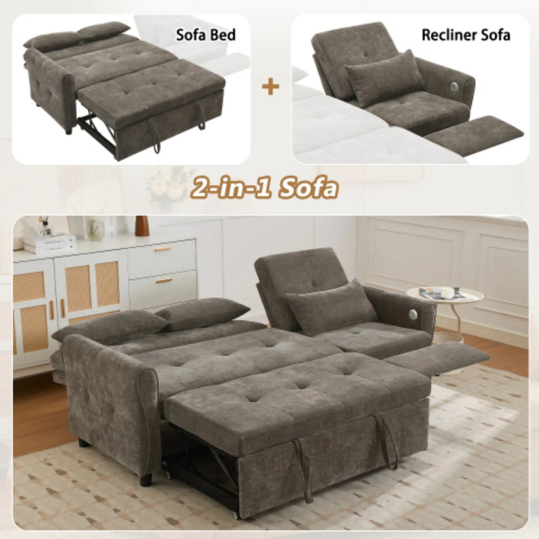 2-In-1 Sofa with Pull-Out Sleeper & Reversible Recliner by
