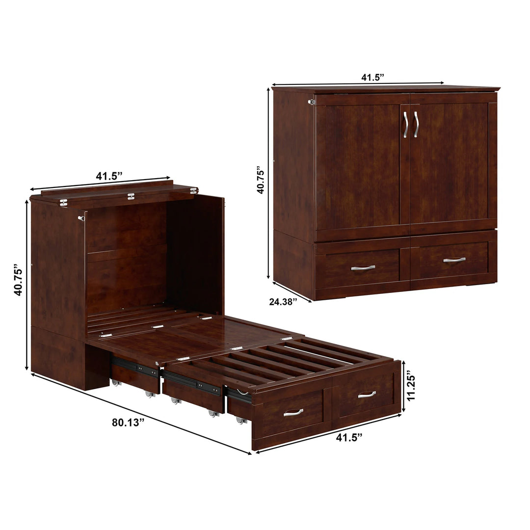 Hamilton Murphy Bed Chest with Mattress and Storage Drawer