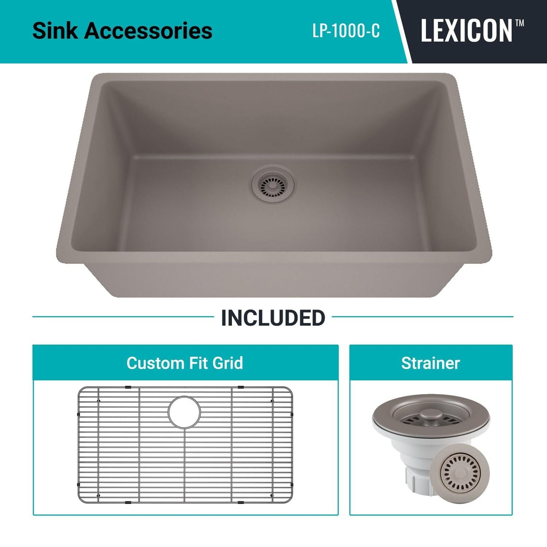 Drop-In Quartz 32 Inch Single Bowl Kitchen Sink Kit - 32"X19"