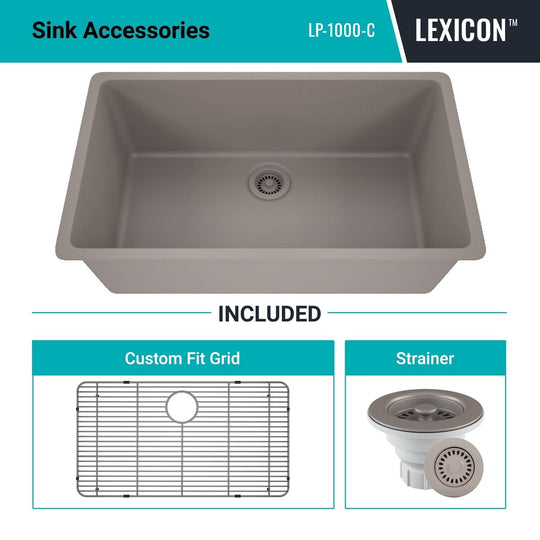 Drop-In Quartz 32 Inch Single Bowl Kitchen Sink Kit - 32"X19"