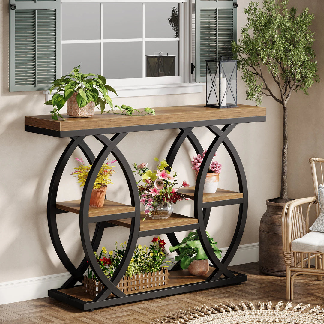 39.4" Console Table, 4-Tier Sofa Table Entryway Table for Small Spaces