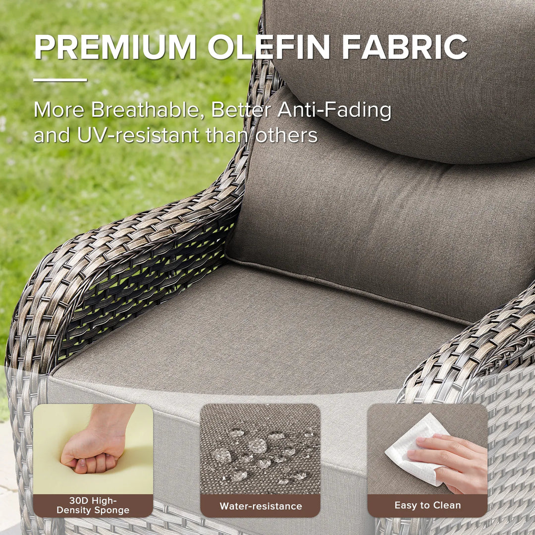 7-Piece Patio Furniture Set with Swivel Glider Chairs, 6-Inch Ultra-Plush Cushions & Water-Resistant Olefin Fabric
