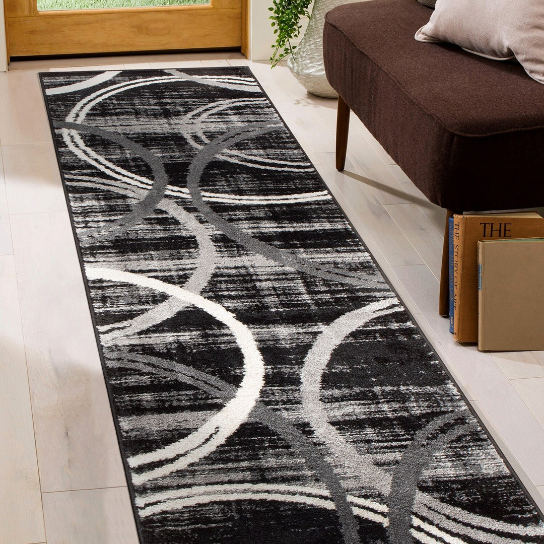 Contemporary Abstract Circles Design Area Rug