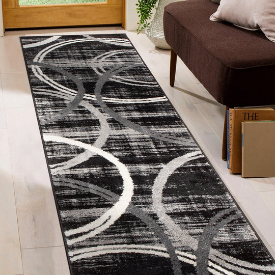 Contemporary Abstract Circles Design Area Rug